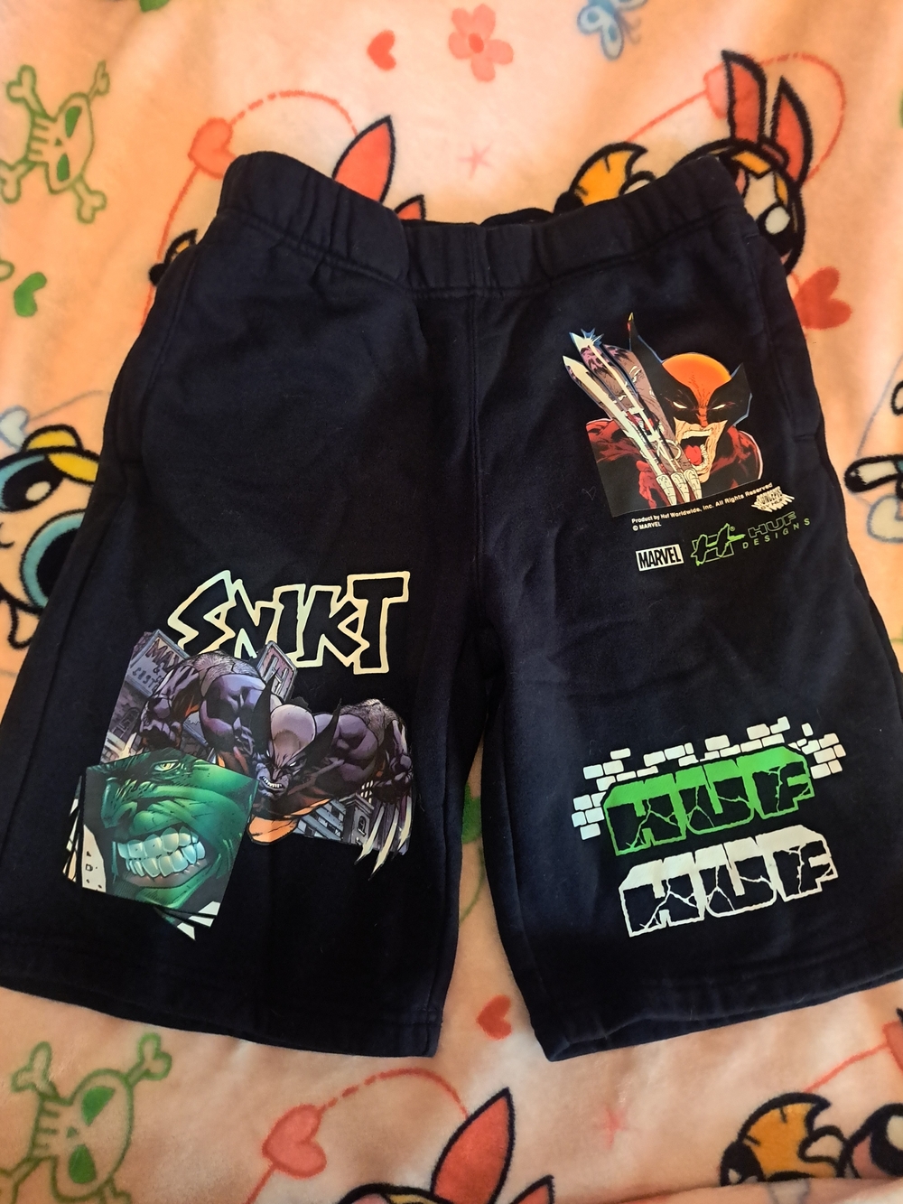 Marvel Black Wolverine & Hulk Huff  Graphic Shorts